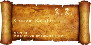 Kremser Katalin névjegykártya